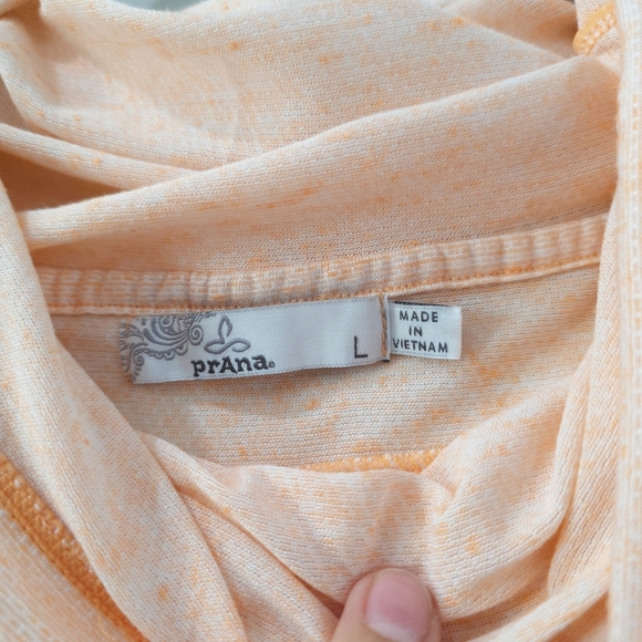 PRANA Oceana Cowl Neck Pullover Shirt In Cantelope, Soft Athleisure, Hemp Blend - Picture 5 of 13